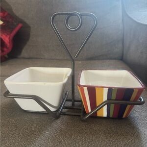 Colorful Ceramic Dip Bowls with Holder